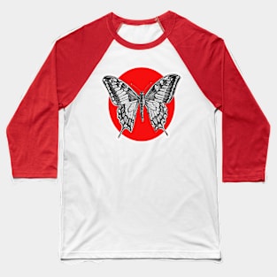 Butterfly with red vintage background Baseball T-Shirt